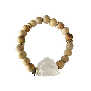 Young Living Quart Stone Essential Oil Diffuser Wooden Beads Stretch Bracelet 3"